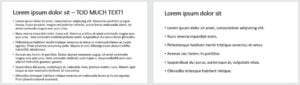 Figures 5A-5B: Follow the 7 x 7 rule for slide text — try to use no more than seven lines of text and no more than seven words per line. Seen here, the right slide is obviously easier to understand than the left slide